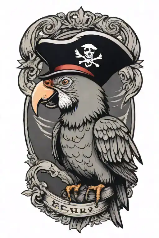 Sailor Jerry Style Parrot With Pirate Hat