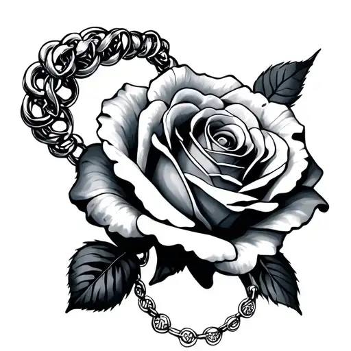 Bracelet And Rose Wrapped