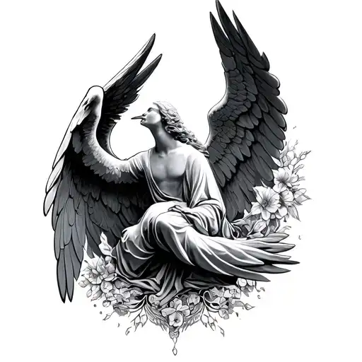 Dove Angel Wings God Figure Surrounded