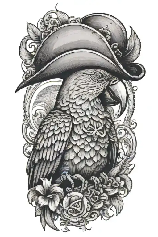 Long Body Parrot With Pirate Hat