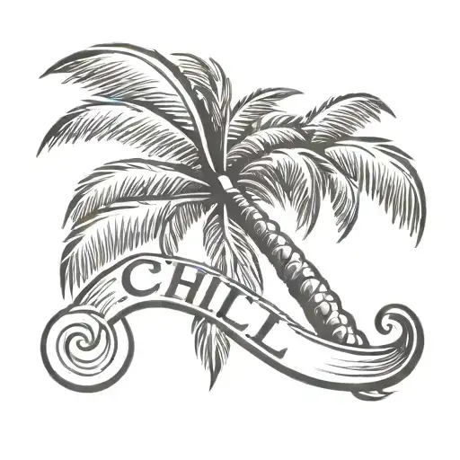 Chill Design With Palm Tree In Place Of Letter I