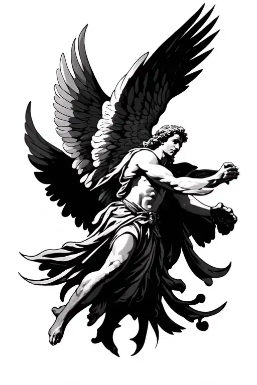 Saint Micheal Flying