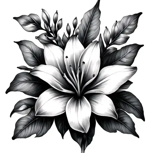 Small Medium Under Boob Tattoo Lilly Flowers