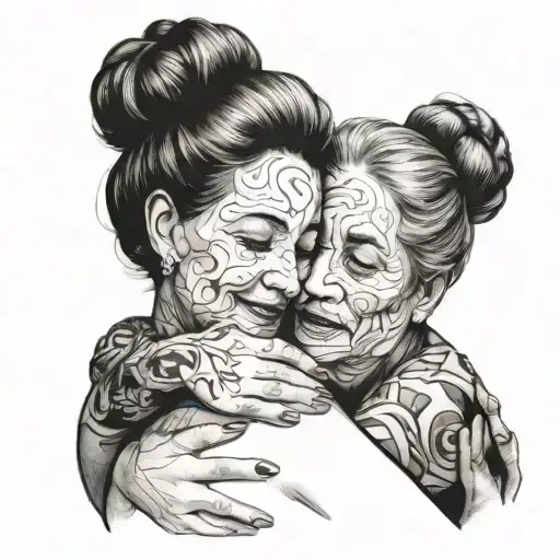 Mother Embracing Her