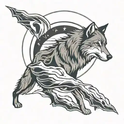 Sirius Star Sign With A Wolf Minimal Tattoo Design