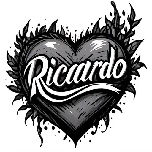 Ricardo Name Written With Heart Made