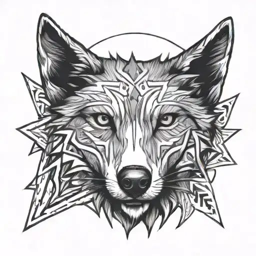Sirius Star And A Wolf Minimal Tattoo Design Combining Elements