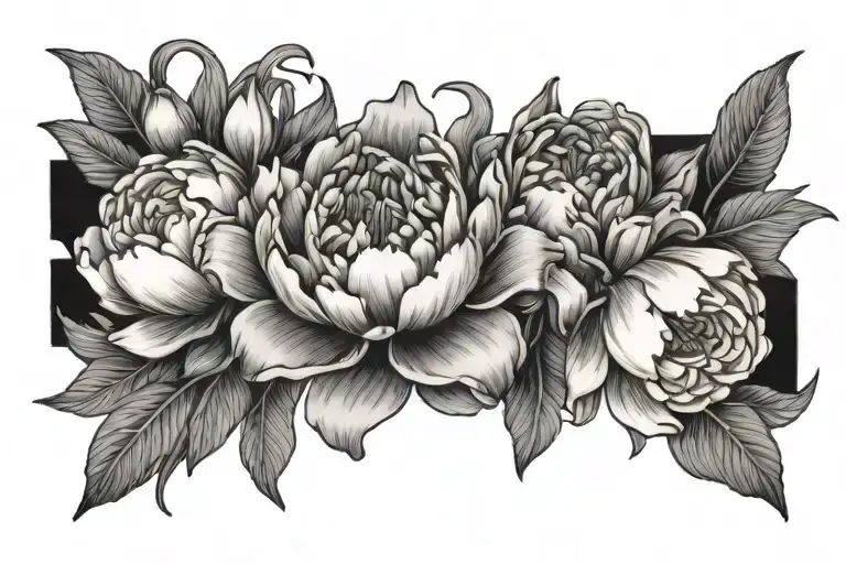 Lily And Peony Flower Intertwined