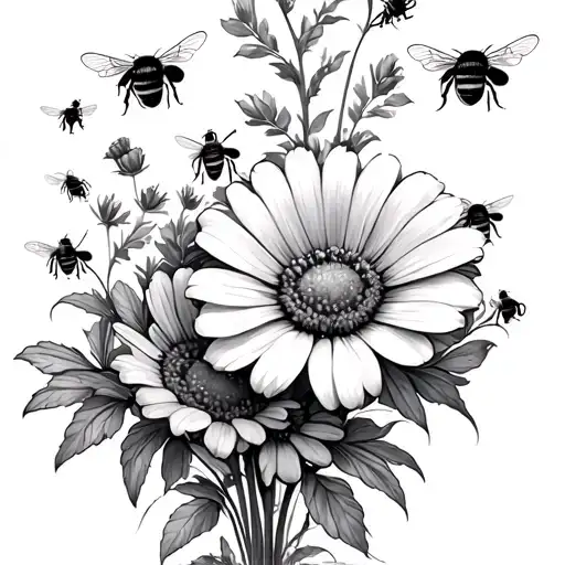 Wild Flowers With Bees Flying