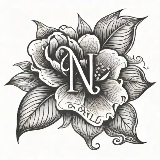 A Flower With The Initials N D R N A L I L Cmh
