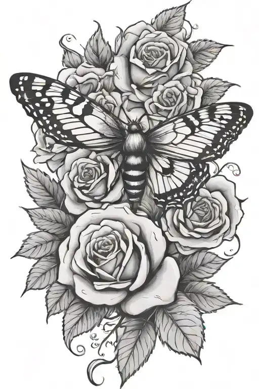 Roses And Death Moth