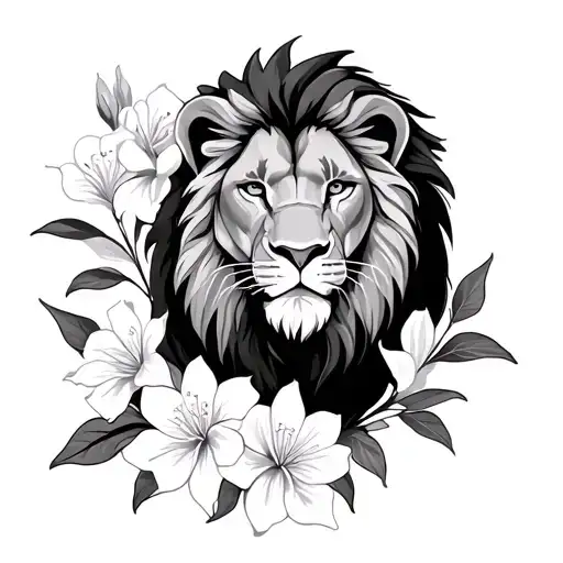 Oleander Flower And Lion