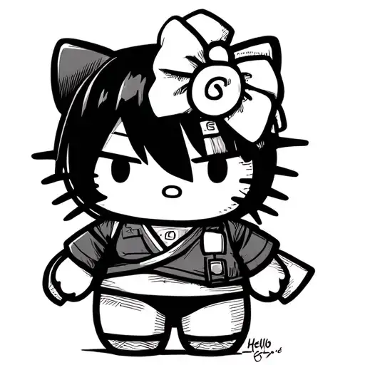 Hello Kitty Dressed As Sasuke From Naruto