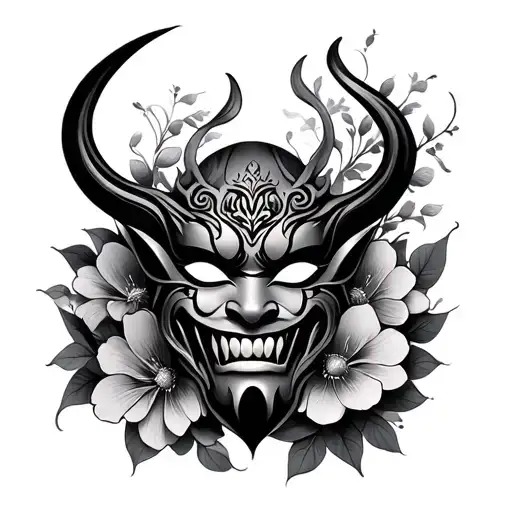 Oni Mask With Flowers