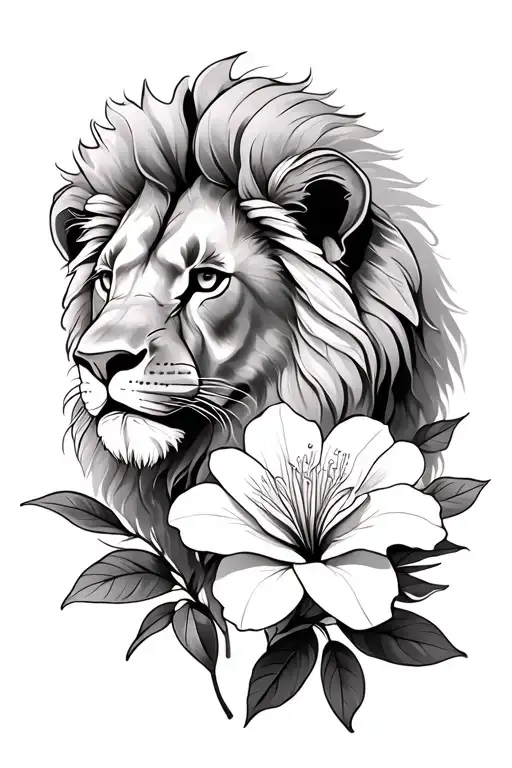 Oleander Flower And Lion