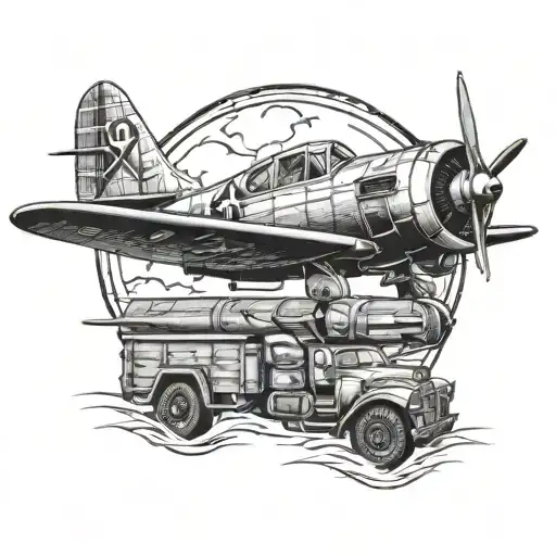 Fineline Tattoo With Photography And Music And Classic Aircraft