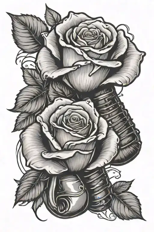 Rose And Boxing Glove In Hand