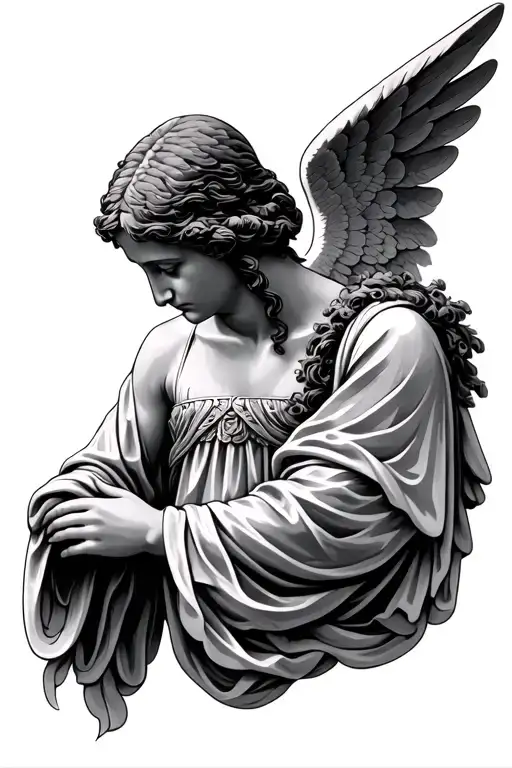 Biblical Angel Looking Downward
