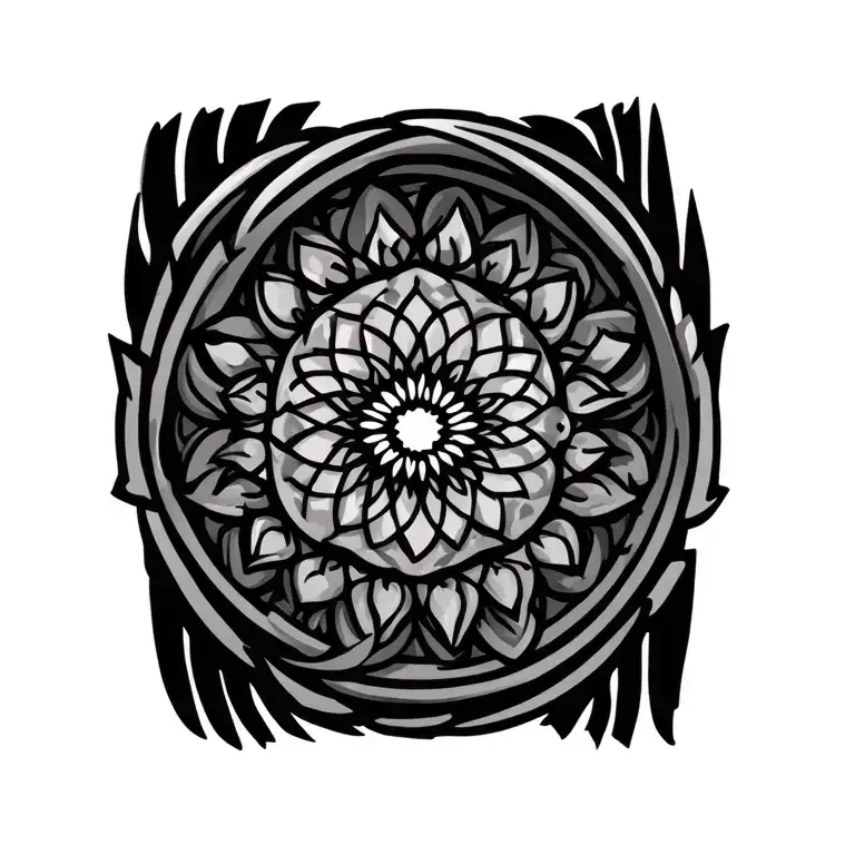 Solid Black Sharp Mandala Patterns Plate Gauntlet Bracer Wrist Armor