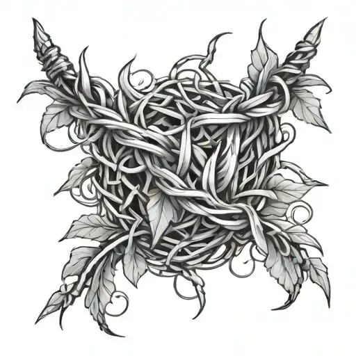 Barbed Wire And Vines