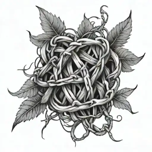 Barbed Wire And Vines Wrapped