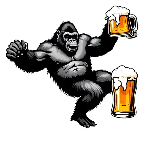 Gorilla Shotgunning A Beer