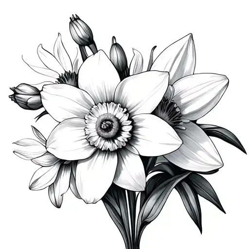 Aster And Daffodil Flowers