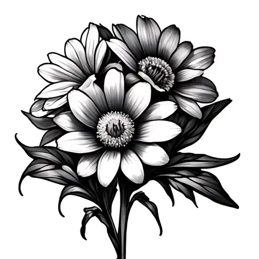 Aster And Daffodil Flowers Intertwined