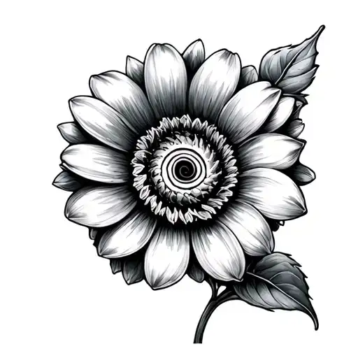 Flower Growing With Spiral Center Representing Growth Sketch