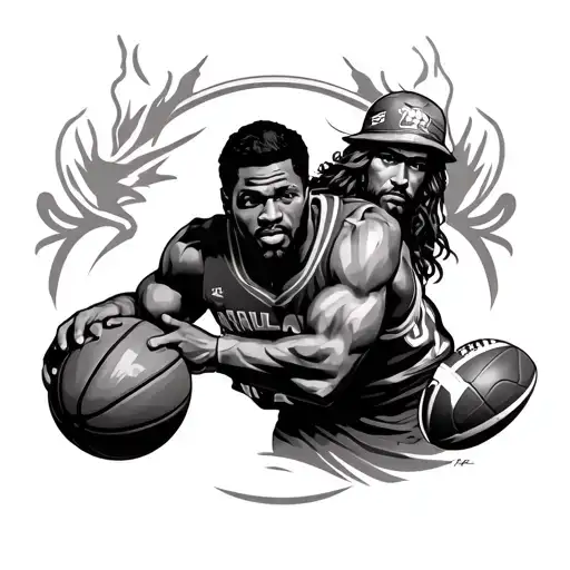 Basketball And Football And God Holding