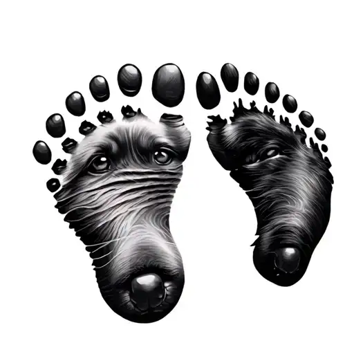 Baby Footprint And Dog Footprint