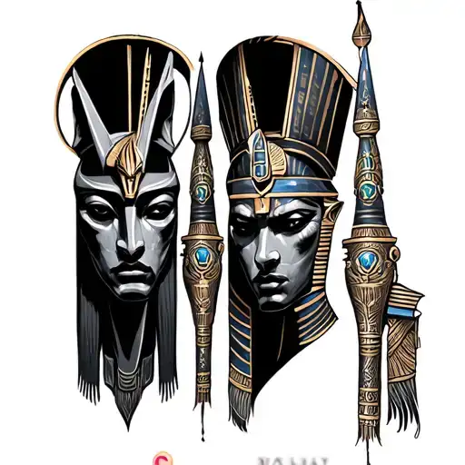 Anubis And Osiris Forearm Tatoo