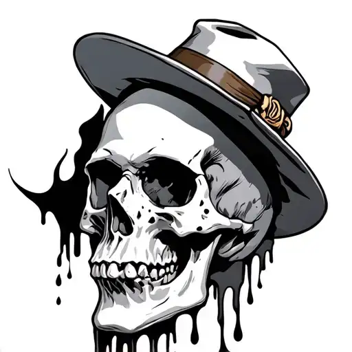 Melting Skull Wearing Hat
