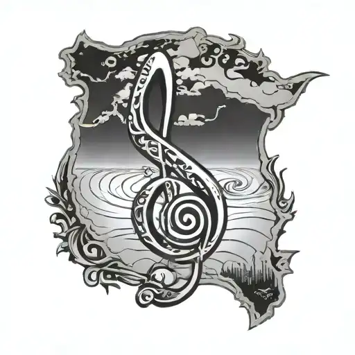 Treble Clef And Map Of Reunion Island