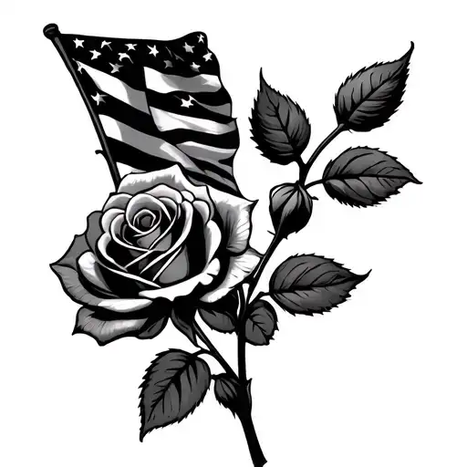 Two Roses With The Flag Draped Over Them Representing