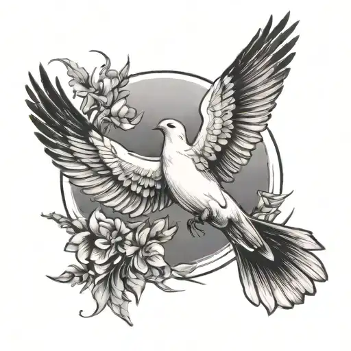 Dove And Raven Flying Away