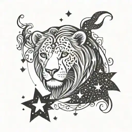 Leo Zodiac Sign Simple Tattoo With A Little Stars