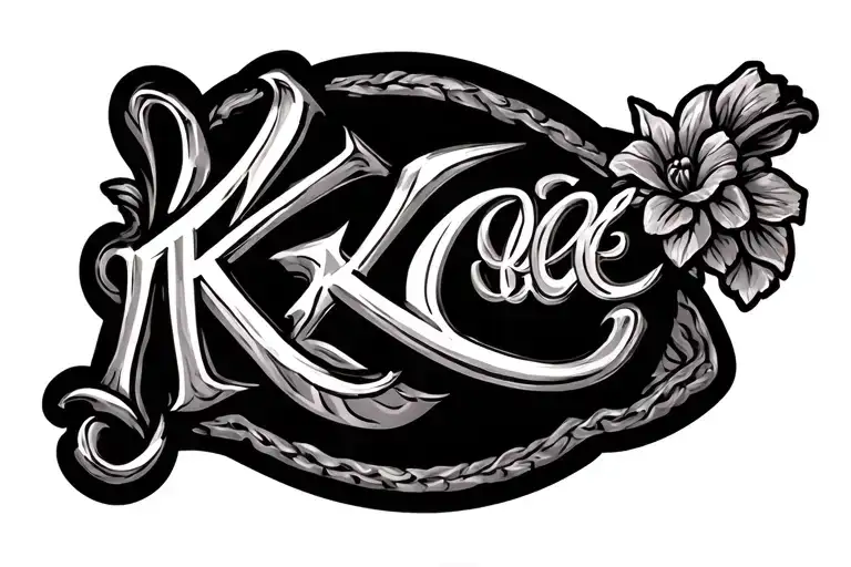 Western Tooled Leather In The Shape Of A Sideways K Touching A C