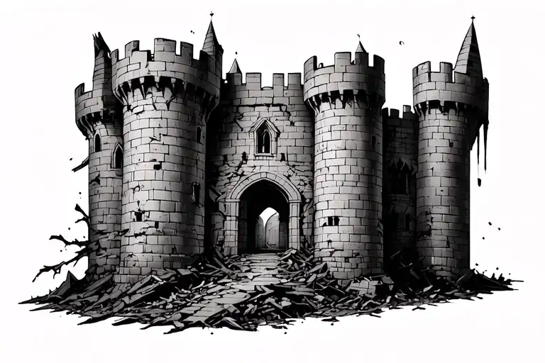 A Castle That Is Destroyed On One Side And Is About Two Fifths Of The Height On That Side