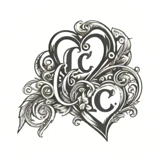 Initials L And C With Heart In The Middle