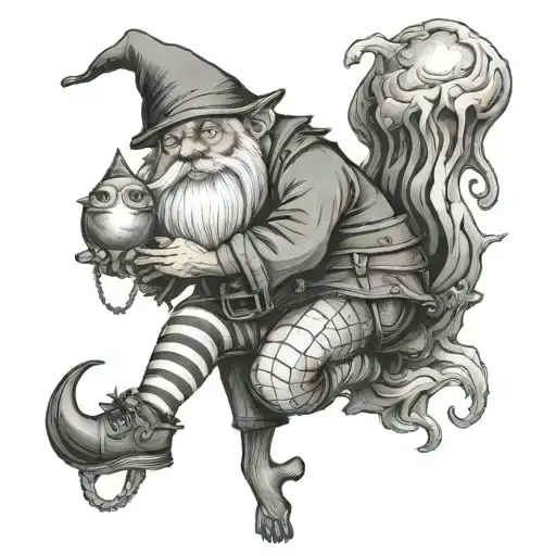 Gnome On Stilts Wearing Fishnet Tights