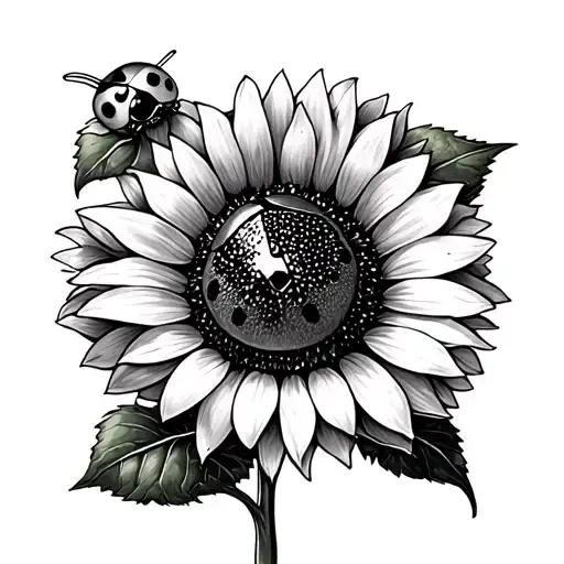 Ladybug On A Sunflower