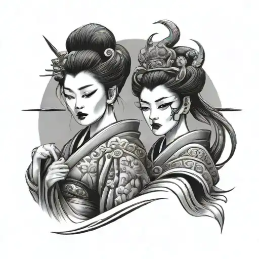 Geisha And Oni