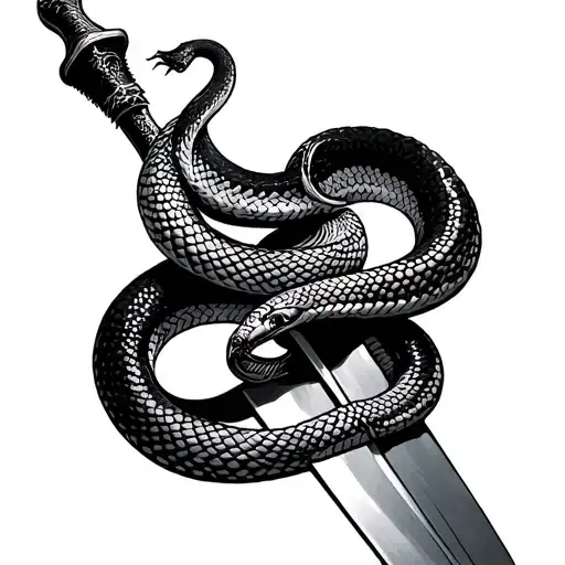 Snake Wrapped Around A Sword