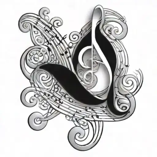 T B Letters In Music Note Intertwined