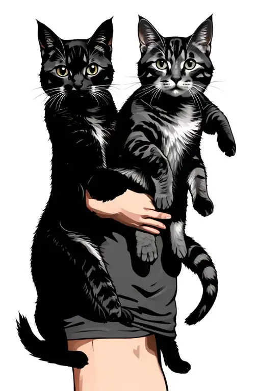 Woman Carrying Two Cats Playing