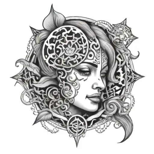 Psychology Themed Tattoo Design Featuring Intricate Patterns