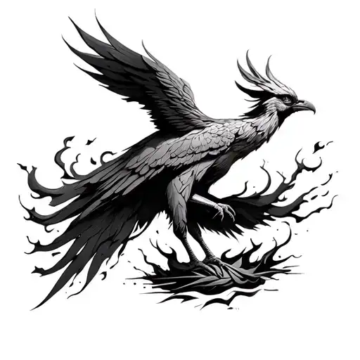 Phoenix Rising From The Ashes Symbolizing Overcoming
