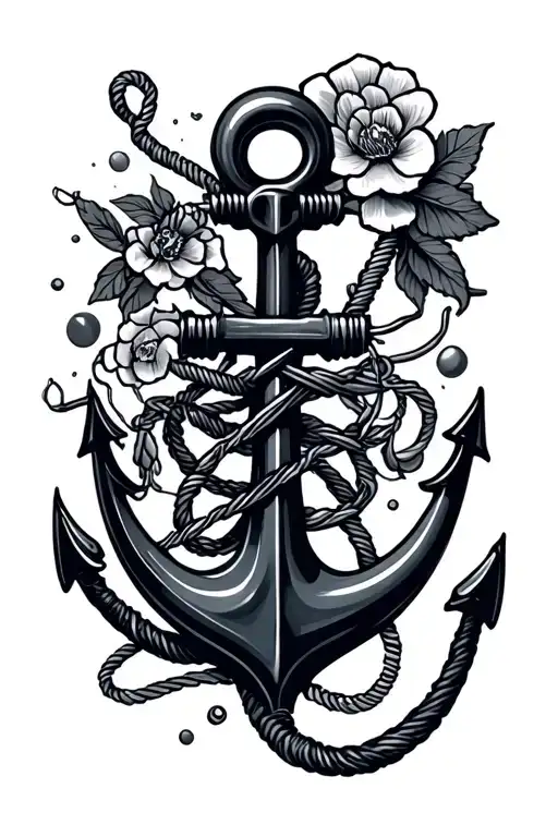 Needle And Thread Connected To A Navy Anker