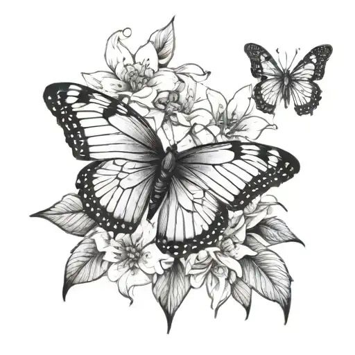 Butterfly And Flowers